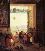 Karl Briullov Pilgrims in the Roorway of The Lateran Basilica oil painting